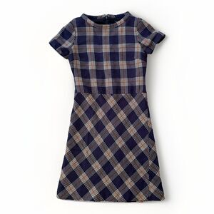 Brooks Brothers Dress Size 4 Plaid Wool Drop Waist Dress Short Sleeve Preppy